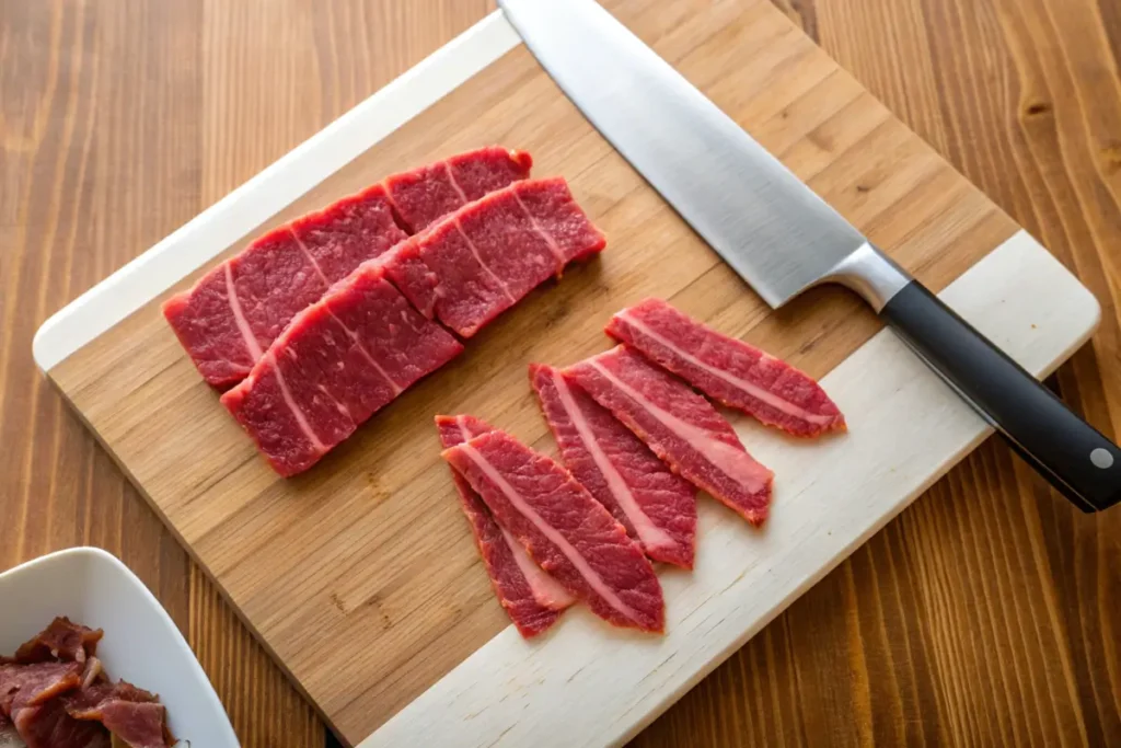 Thinly sliced beef for cheesesteak