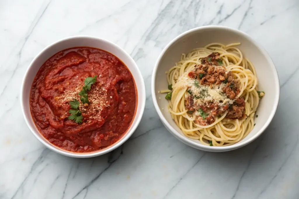 Comparison of plain tomato sauce and enhanced spaghetti sauce